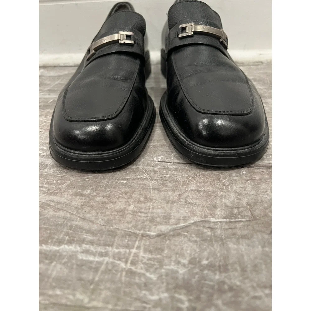 Salvatore Ferragamo Men 9.5 EEE Black Leather Gancini Bit Loafers Italy UH 42062